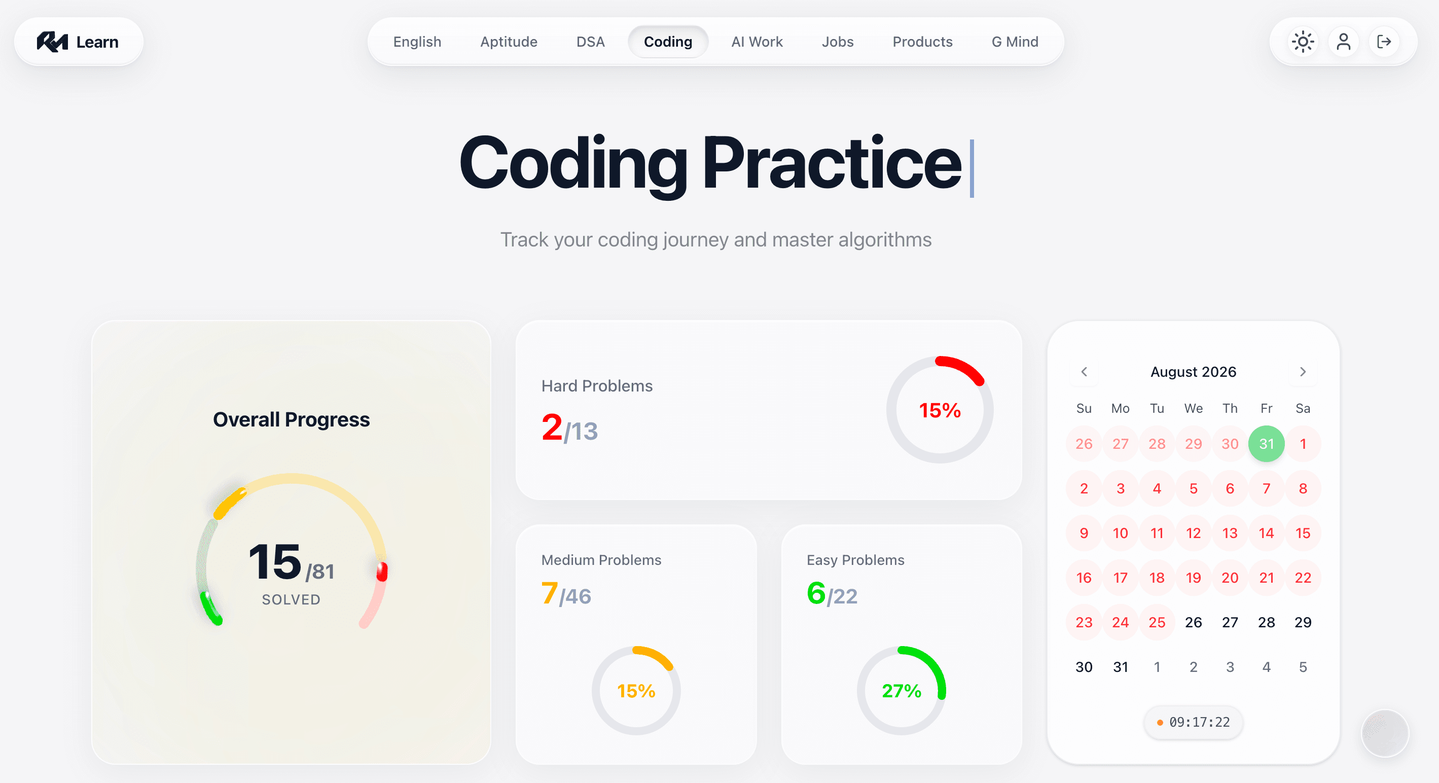 The RMLearns Coding module showing the daily limit